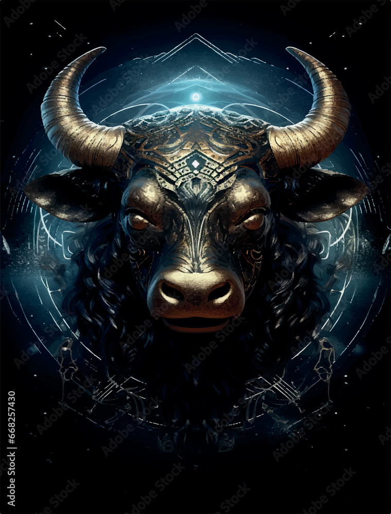 Illustration of zodiac sign of Taurus or the bull