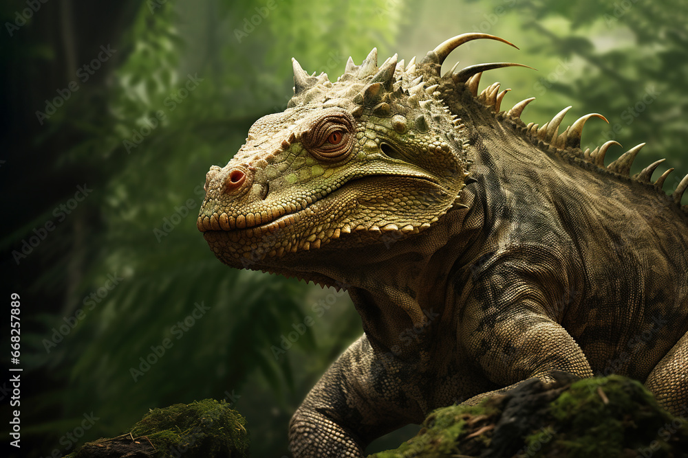 Image of a komodo dragon in the forest, Reptile, Animals., Generative AI, Illustration. Image of a komodo dragon in the forest, Reptile, Animals., Generative AI, Illustration.