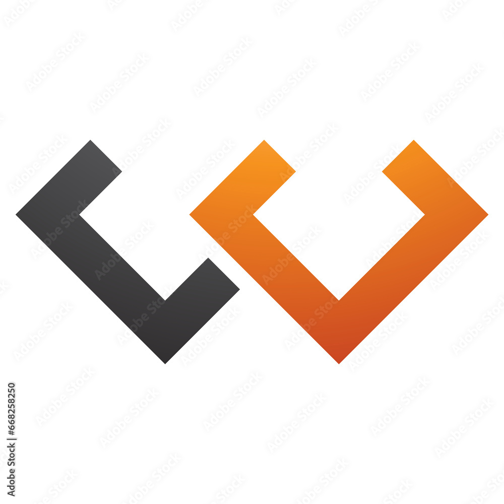 Orange and Black Cornered Shaped Letter W Icon Orange and Black Cornered Shaped Letter W Icon