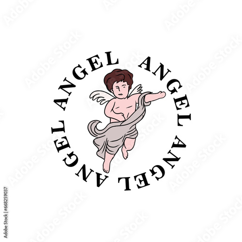 angel hand made classic vector illustration design