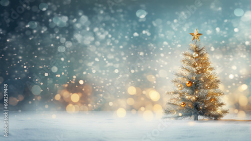 Elegant Bokeh Christmas Tree with Snowy Glow © M.Gierczyk