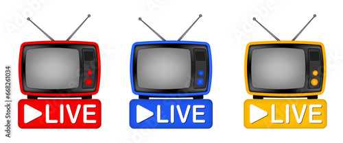 Live streaming banner. Blog, television, show, live performance, news, broadcast