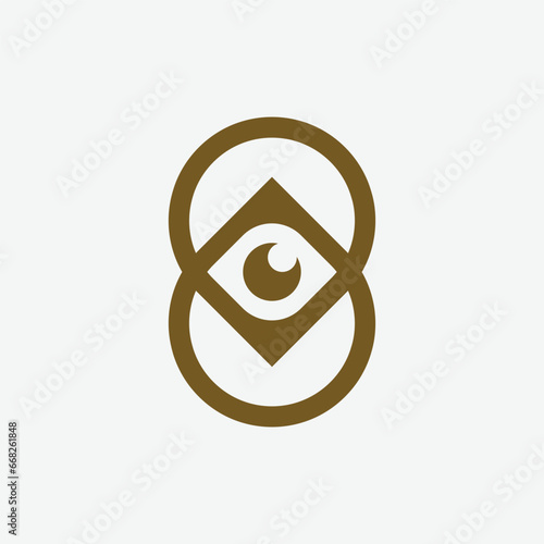luxury eye geometric gold line logo design