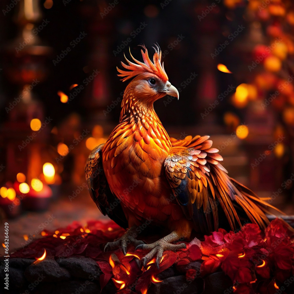 Fototapeta premium Phoenix fantasy bird, generative ai