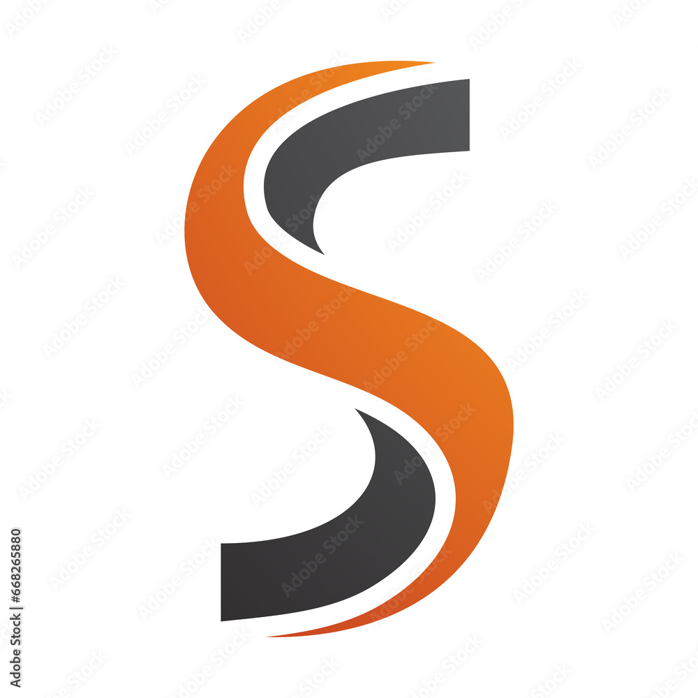 Orange and Black Twisted Shaped Letter S Icon Orange and Black Twisted Shaped Letter S Icon