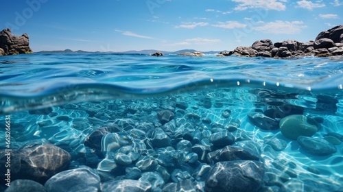 underwater with bubbles