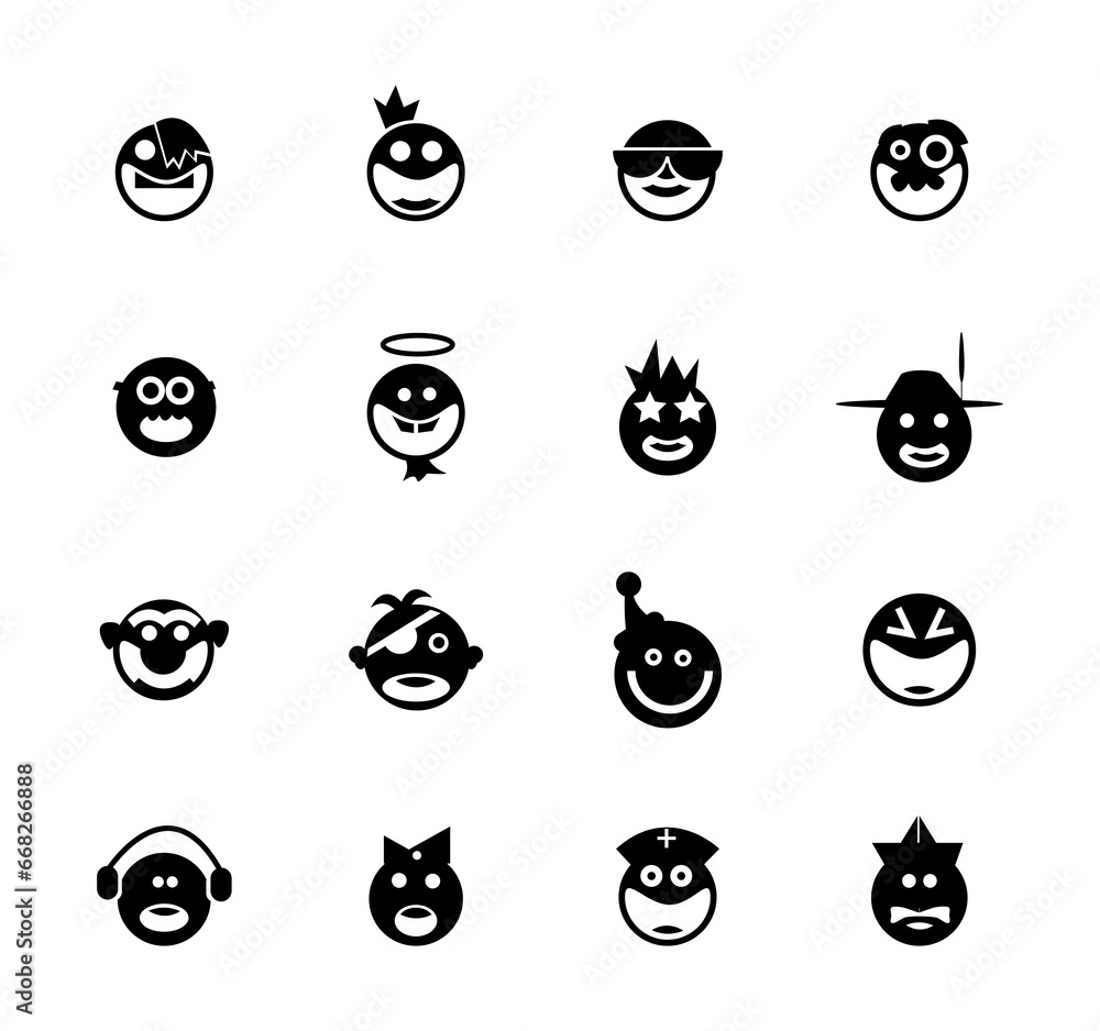 Smiley, funny face emoji icons