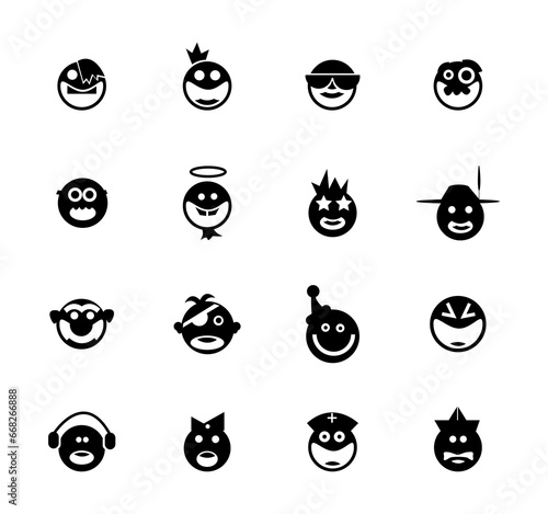 Smiley, funny face emoji icons photo