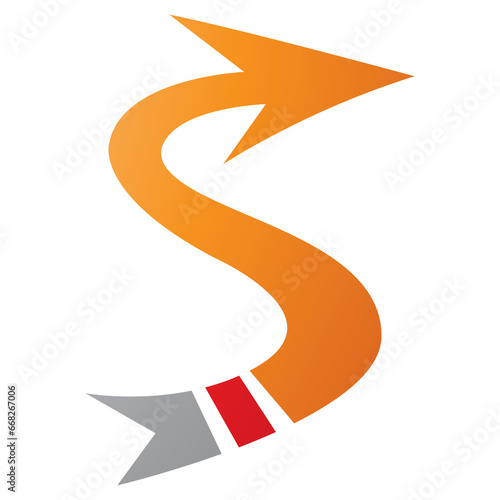 Orange and Red Arrow Shaped Letter S Icon