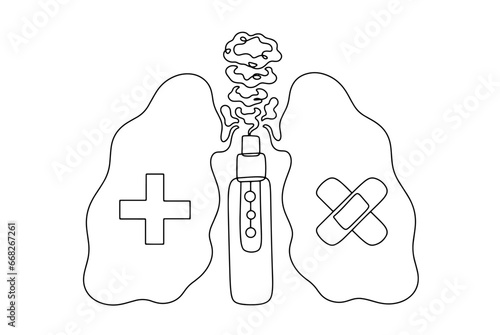 Electronic Cigarette. Smoke. Lungs. One line