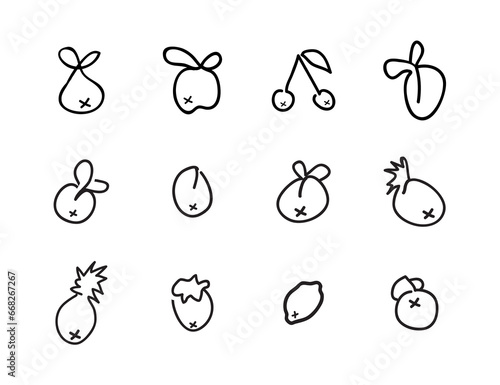 vector illustration of fruits, exotic fruits, vegetarians minimal thin line web icon set.