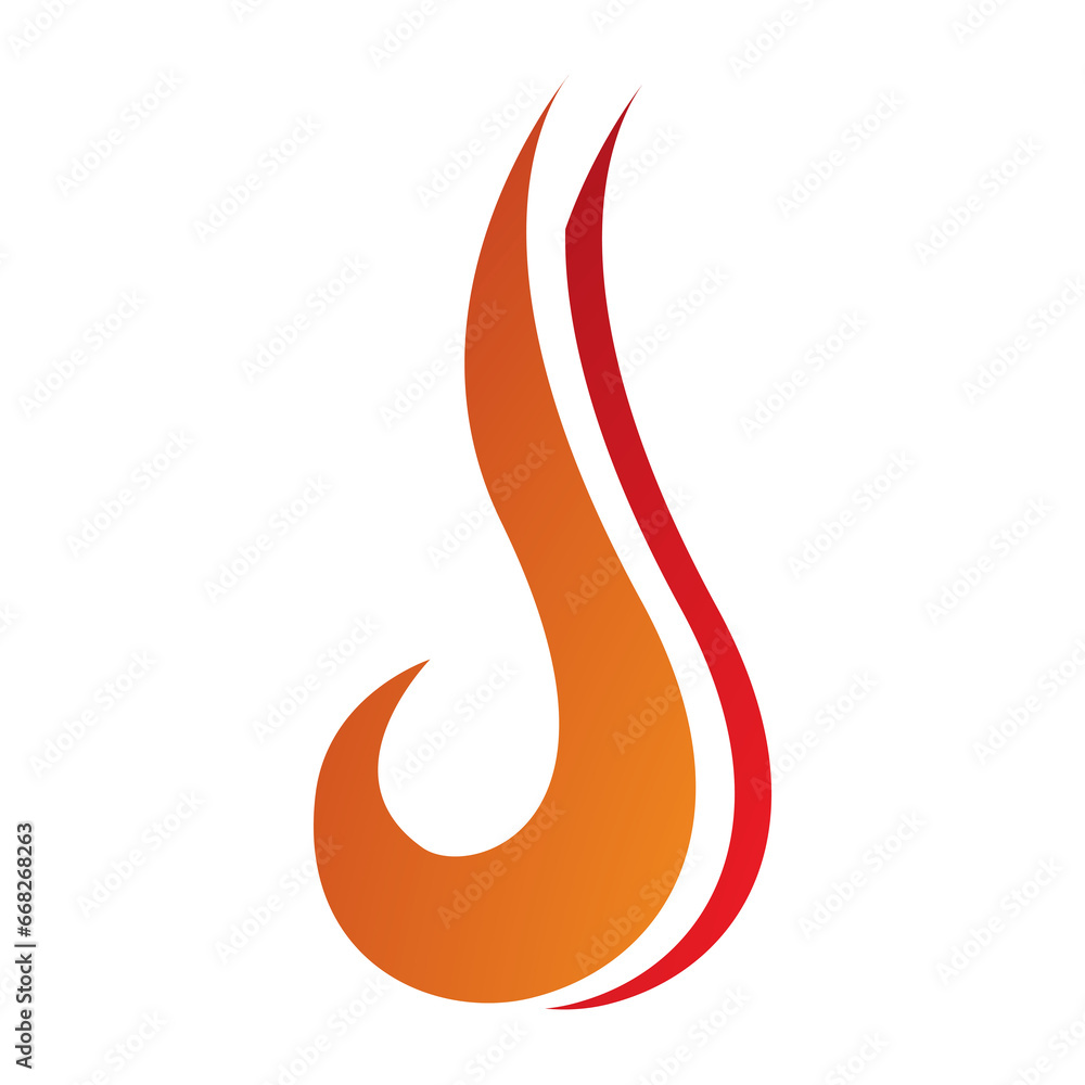 Orange and Red Hook Shaped Letter J Icon Orange and Red Hook Shaped Letter J Icon