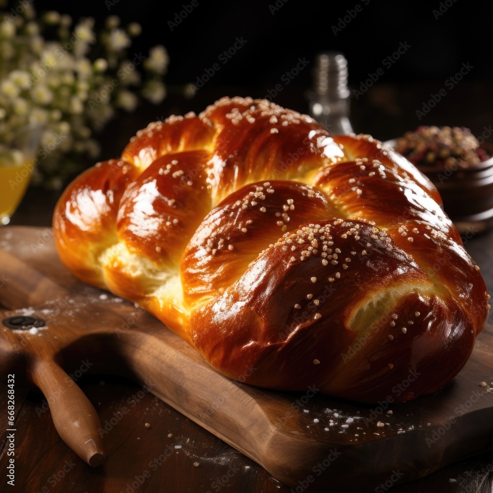 Jewish holiday meal - Challah bread Jewish holiday meal - Challah bread