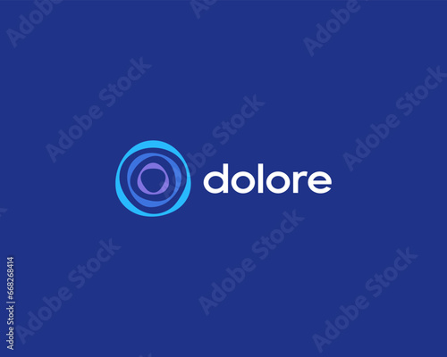 Abstract logo from colorful circles. Universal waves rotation sign. Creative tech science symbol. Vector illustration.