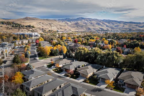 Multifamily residential apartment buildings with fall colors in Boise, Idaho