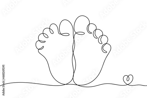 Baby's feet. One line