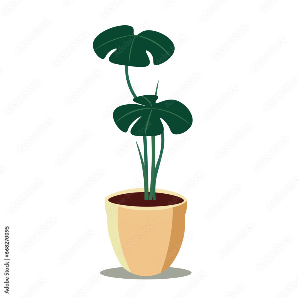 Indoor green plant vector illustration, isolated on white background, cartoon potted plants Indoor green plant vector illustration, isolated on white background, cartoon potted plants
