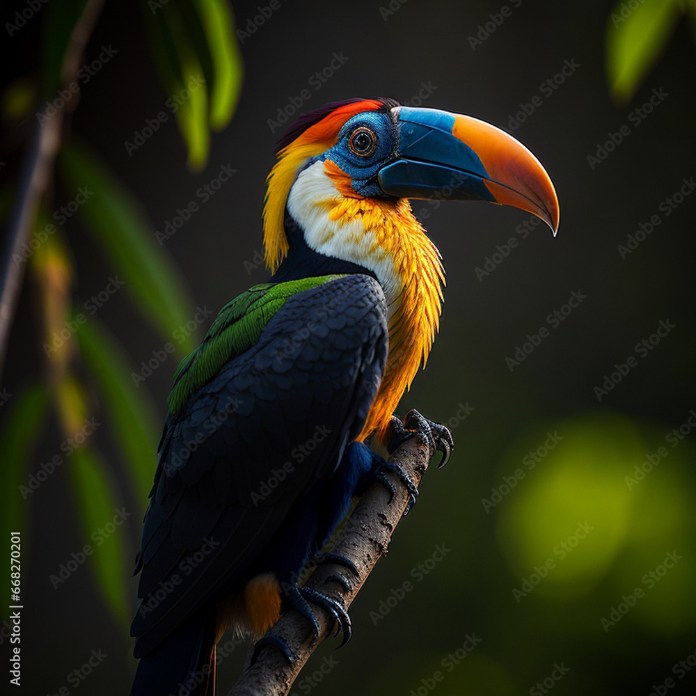 Fototapeta premium Tropical birds, generative ai