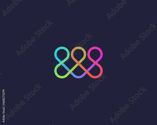 People one line logo. Creative team care support gradient icon. Vector illustration.