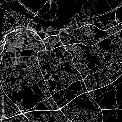 1:1 square aspect ratio vector road map of the city of  Middlesbrough in the United Kingdom with white roads on a black background. photo