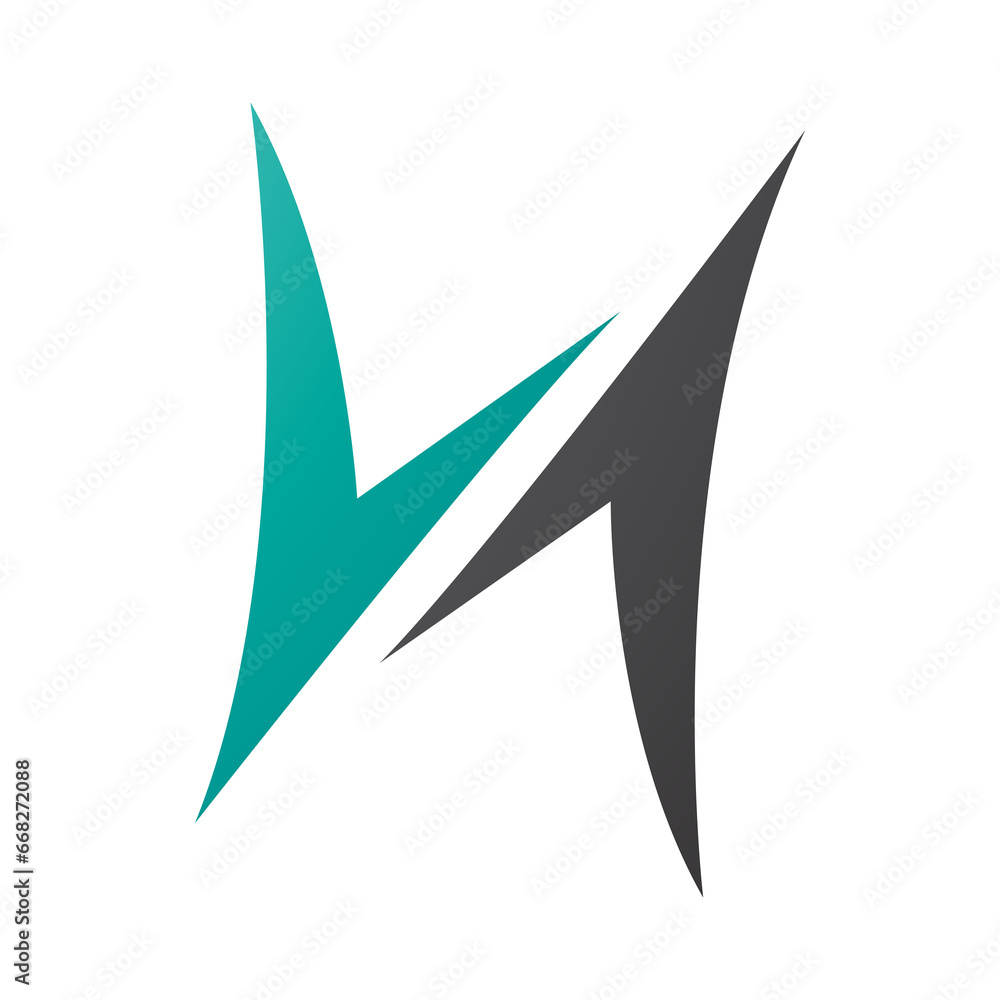 Persian Green and Black Arrow Shaped Letter H Icon Persian Green and Black Arrow Shaped Letter H Icon
