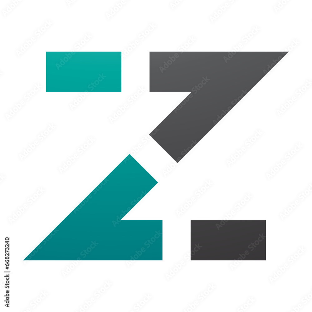 Persian Green and Black Dotted Line Shaped Letter Z Icon Persian Green and Black Dotted Line Shaped Letter Z Icon