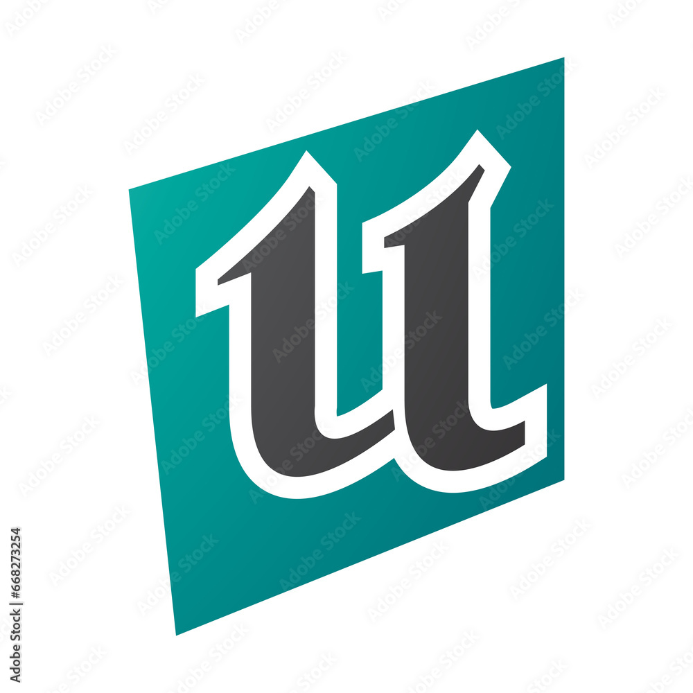 Persian Green and Black Distorted Square Shaped Letter U Icon Persian Green and Black Distorted Square Shaped Letter U Icon