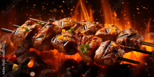 Savoring the Art of Barbecue: A Guide to the Perfect Smoked Meatsrae Shish Kebab Delights: Exploring the World of Skewered Goodness background ai generated