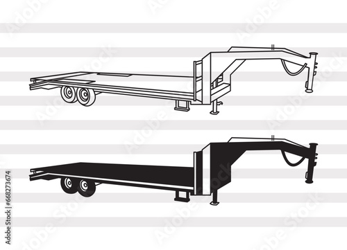 Big Tex Trailers SVG, Flatbed Semi Truck Svg, Flatbed Gooseneck Trailer Svg, Semi Cargo Trailer Bundle