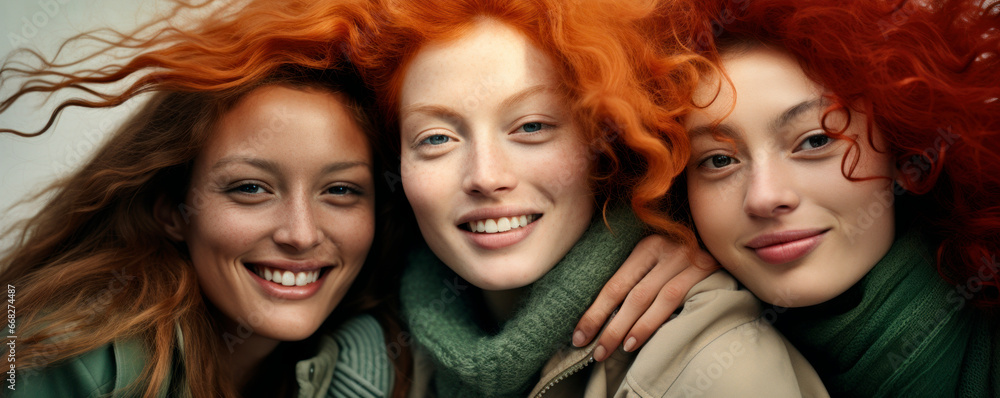 Studio shot of diverse multiracial fashionable women wearing winter outfit Studio shot of diverse multiracial fashionable women wearing winter outfit