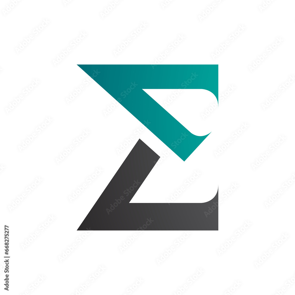 Persian Green and Black Sharp Elegant Letter E Icon