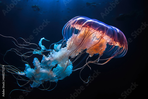 Bioluminescent Beauty: Jellyfish in the Abyss © Andrii 