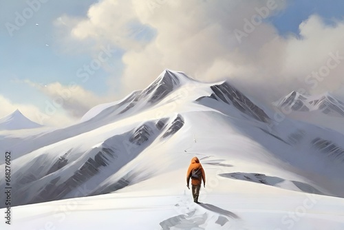 landscape in winter,snow,winter,mountain,landscape,sky,nature,Ai generated  © Quranmeri