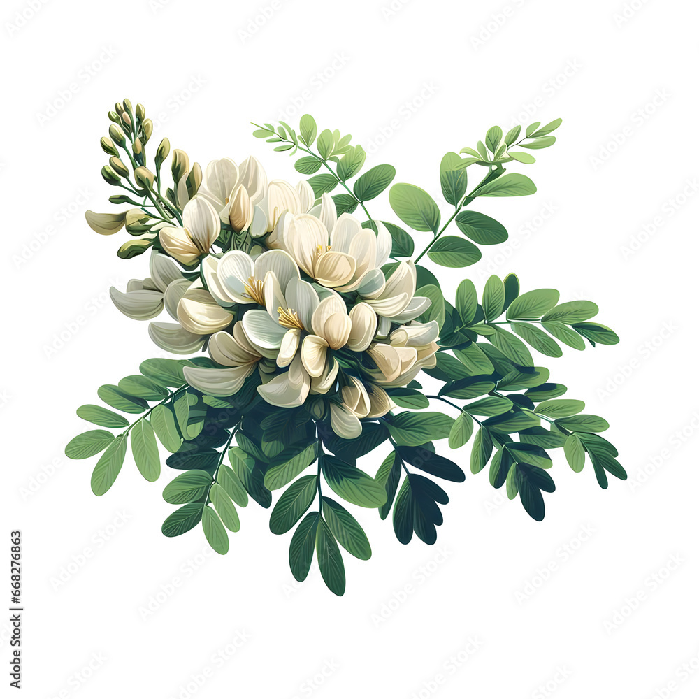 White Acacia flower  - obrazy, fototapety, plakaty 