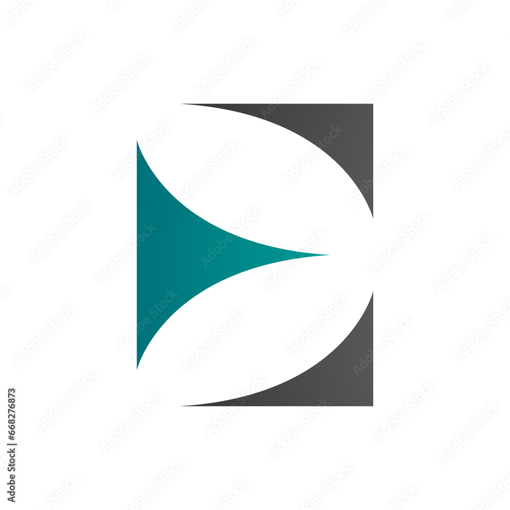Persian Green and Black Uppercase Letter E Icon with Curvy Triangles Persian Green and Black Uppercase Letter E Icon with Curvy Triangles