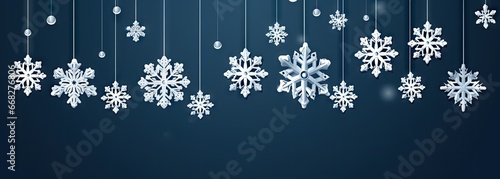 christmas card with white snowflakes on a blue background Generative AI
