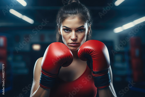 Confident Female Fighter Showing Her Strength