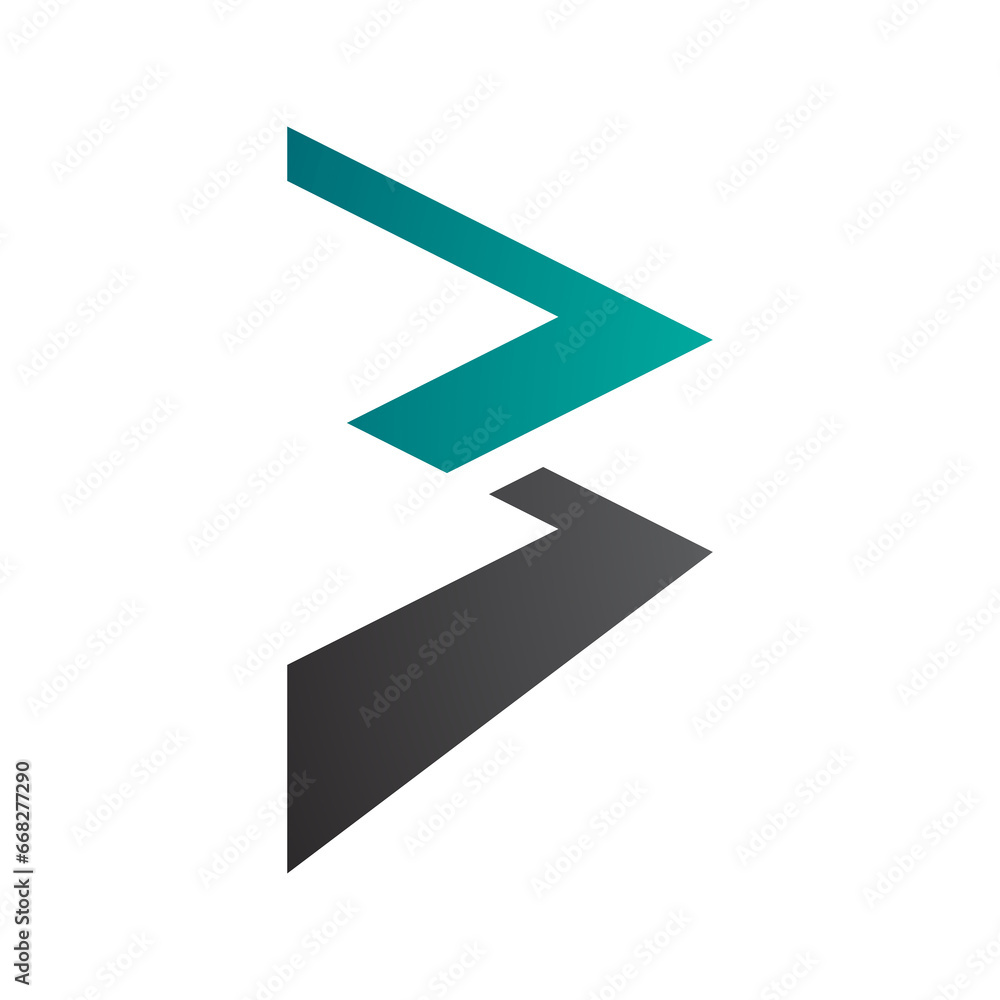 Persian Green and Black Zigzag Shaped Letter B Icon Persian Green and Black Zigzag Shaped Letter B Icon