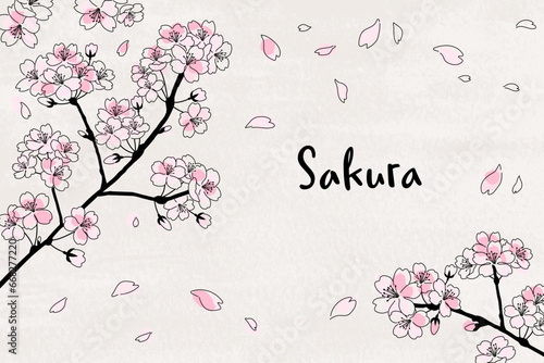 桜の花びらが散る背景