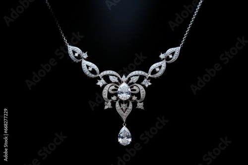 Exquisite Elegant diamonds necklace. Gem luxury. Generate Ai