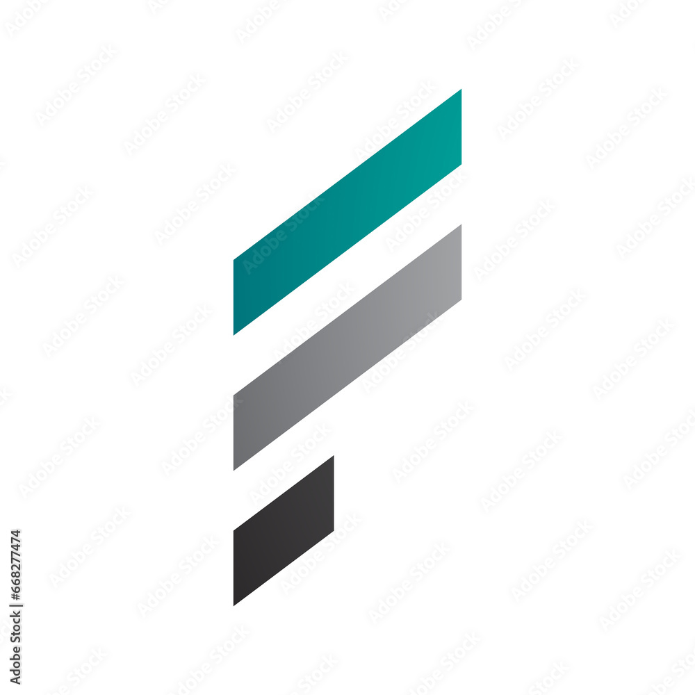 Persian Green and Grey Letter F Icon with Diagonal Stripes Persian Green and Grey Letter F Icon with Diagonal Stripes