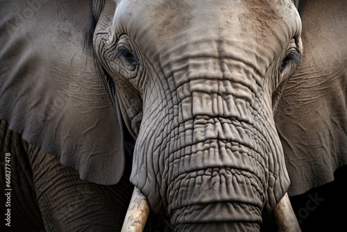 Bold Colorful elephant head closeup. Splat portrait. Generate Ai