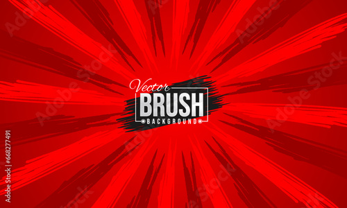 Red burst background with red color and brush