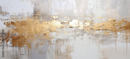 Abstract gold and white paint background