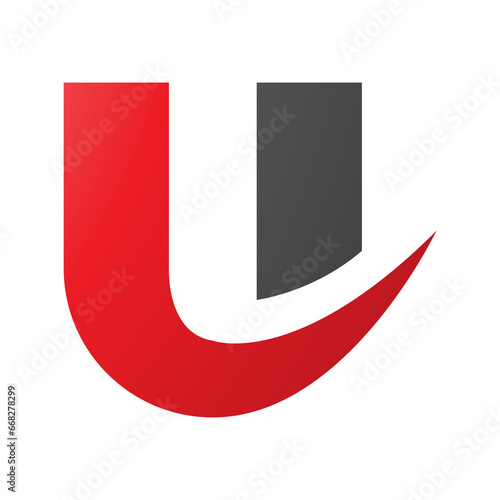 Free Download Red and Black Bold Curvy Shaped Letter U Icon - GFXLoad