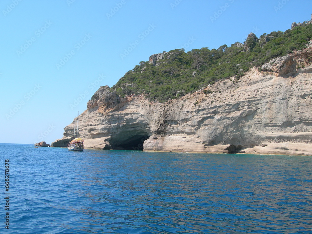 the coast of the island with cave