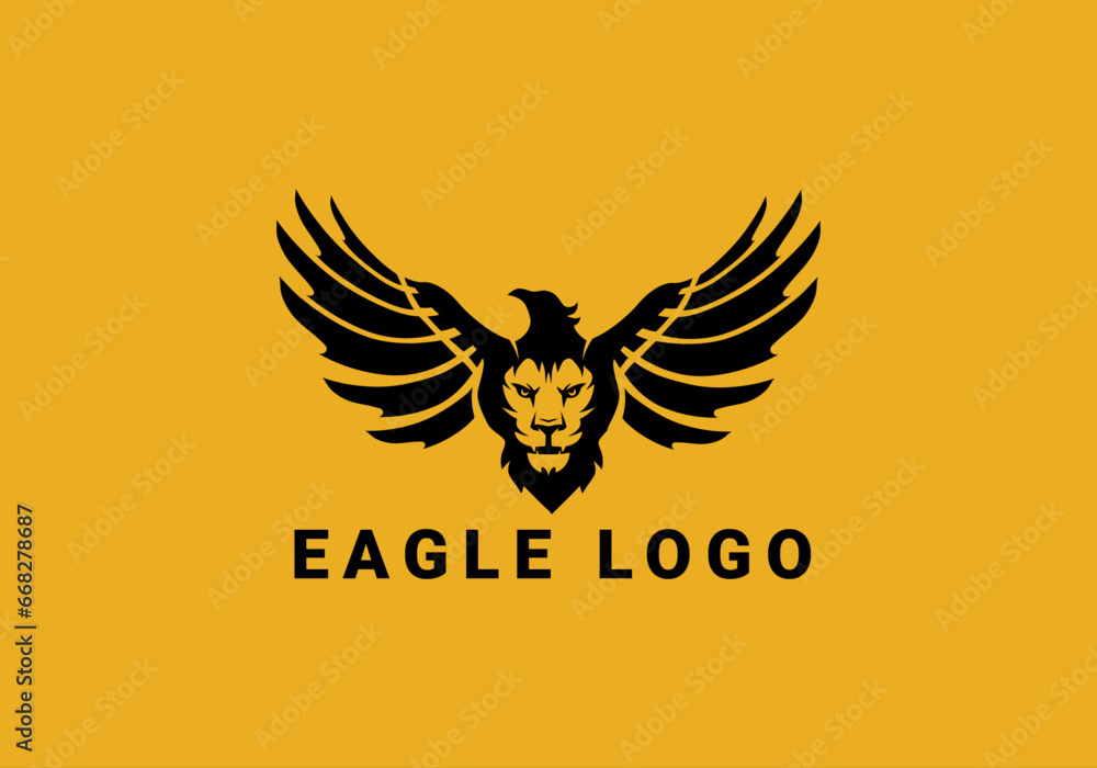 Obraz premium animals, bird, classic, classy, crest, crown, defense, design, eagle, eagle head, elegant, falcon, fly, flying, gold, graphic, hawk, king, logo, luxurious, luxury, majesty, royal, secure, security, 