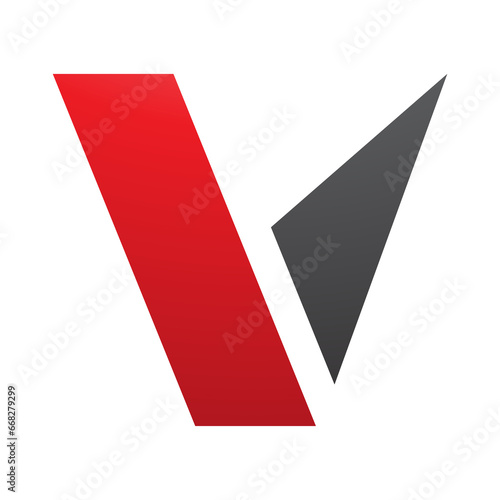 Free Download Red and Black Geometrical Shaped Letter V Icon - GFXLoad
