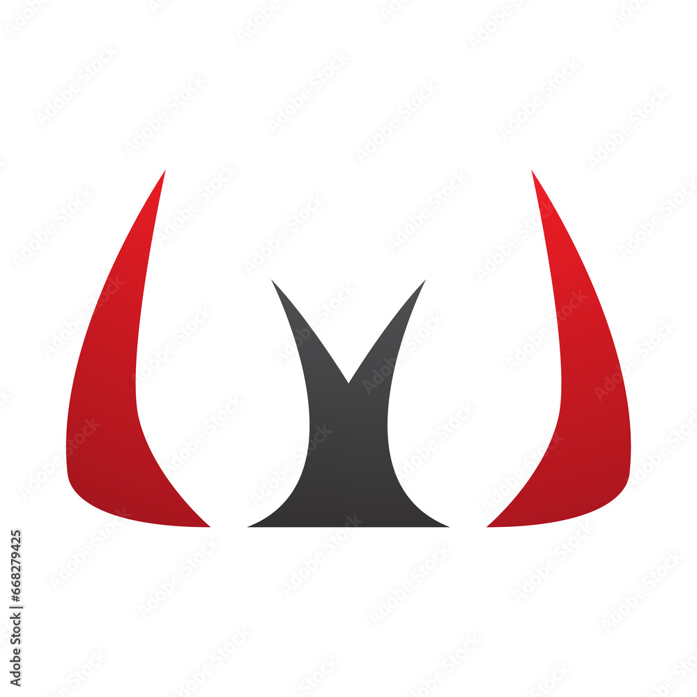 Red and Black Horn Shaped Letter W Icon Red and Black Horn Shaped Letter W Icon