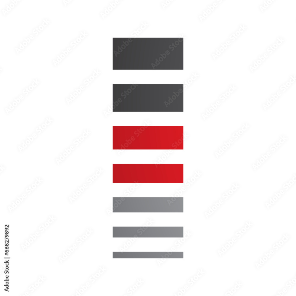 Red and Black Letter I Icon with Horizontal Stripes